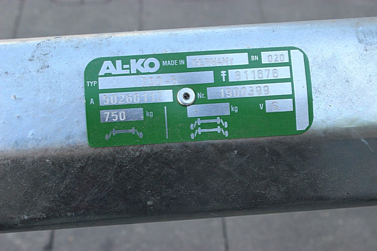 Unbraked axle ALKO 750 kg A1450 C1820 mm 4x100 optima UNITRAILER