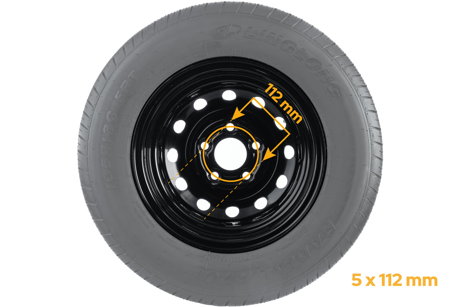 Trailer wheel 165 R13C with black rim Unitrailer