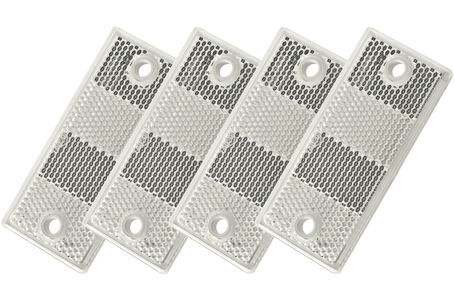 Rectangular white reflectors with holes DOBPLAST 90x40mm SET 4x ...