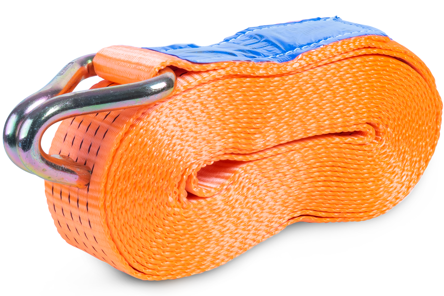 5T 8M Ratchet Strap with Flat Snap Hook & 600mm Ratchet - Orange Webbing